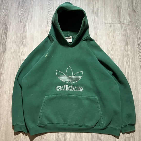 adidas Other - 90s Adidas faded and distressed made in USA green hoodie sweater men’s XL VTG.